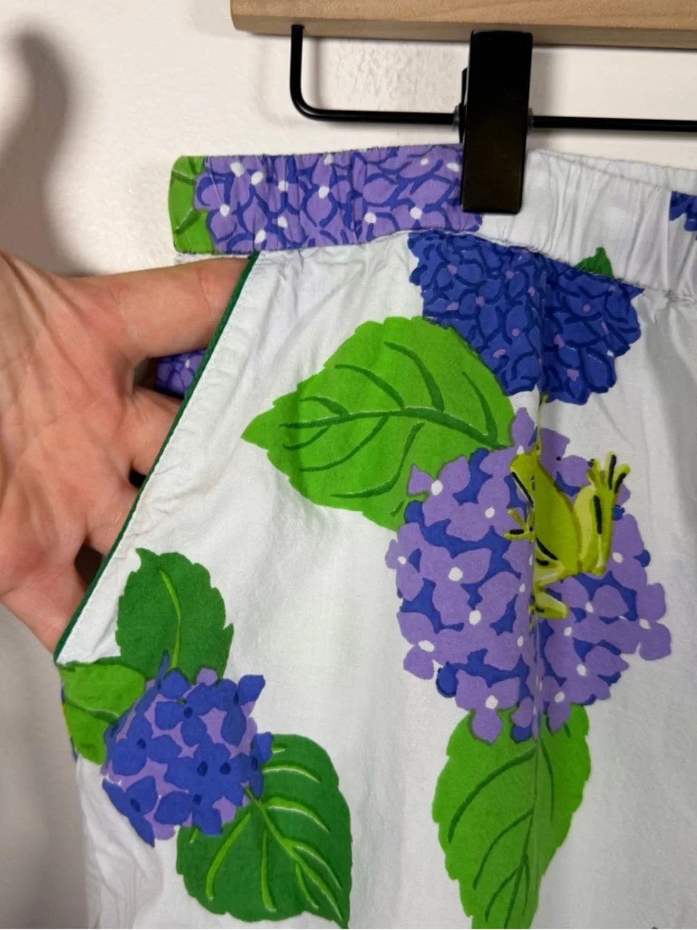 Print Fresh Pajama Pants Wide Leg Crop Hydrangea Hideout Size XL Cotton Frogs - Picture 3 of 7